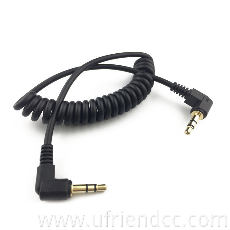 Custom Coiled Spring Right Angle Male To Male Coiled Spring 3.5mm Audio Jack Extension Cable